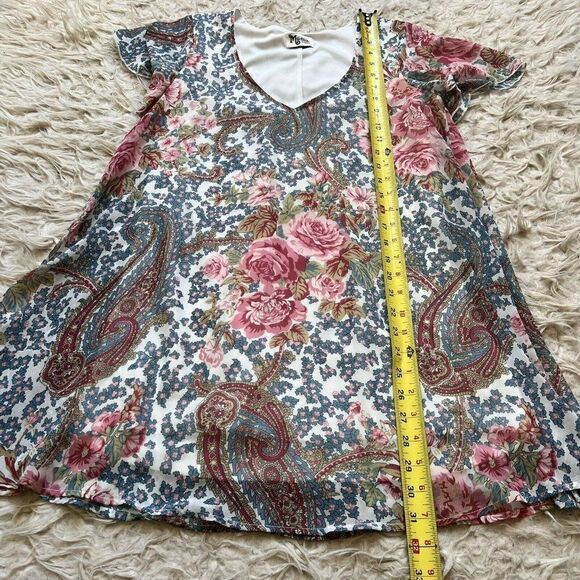 Show Me Your Mumu Kylie Mini Dress Size XS Blue Floral Paisley Short Sleeve - Picture 8 of 11